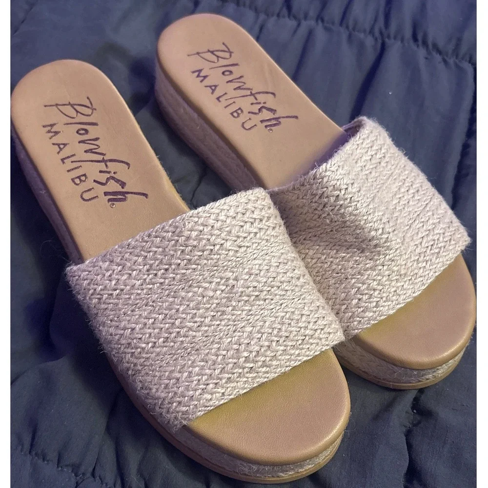 NEW Blowfish Malibu Marshlo-B Rope Espadrille Flatform Slide Sandals Size 10